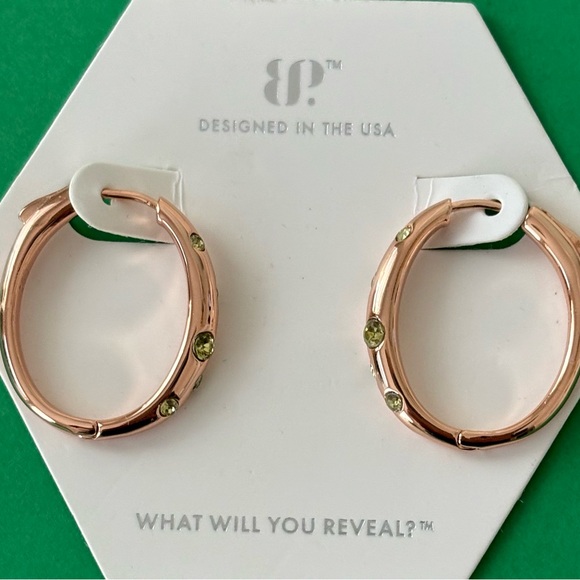 Bomb Party ROSE GOLD and PERIDOT Hoop Earrings - Picture 5 of 7